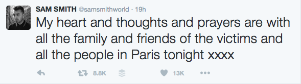 Sam Smith #PrayForParis 